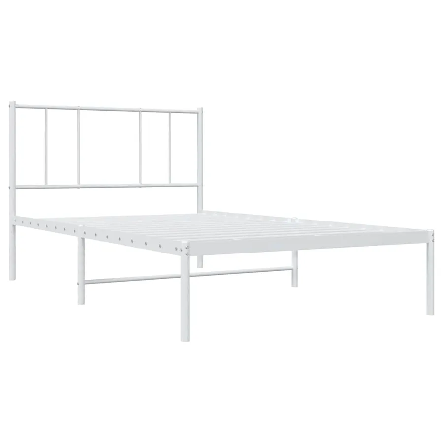 Cadre de lit métal sans matelas et tête de lit blanc 100x200 cm - 4