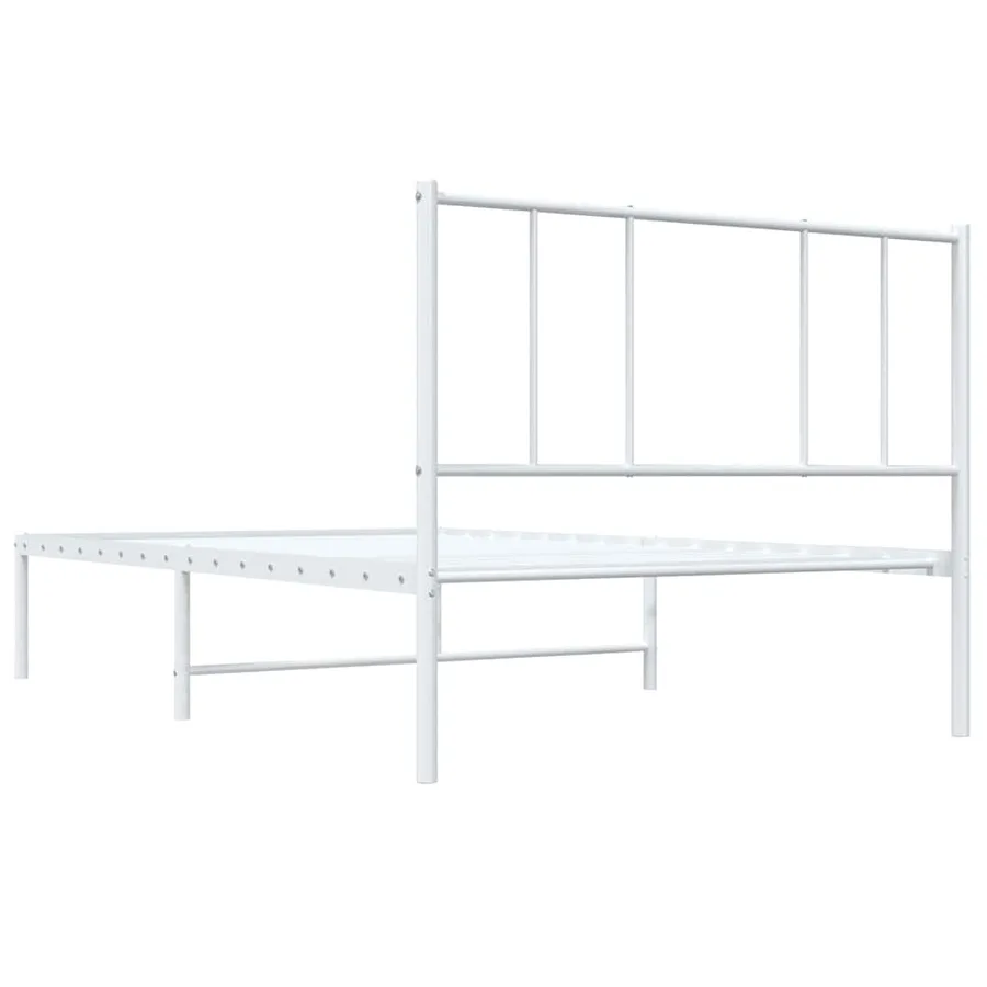Cadre de lit métal sans matelas et tête de lit blanc 100x200 cm - 8