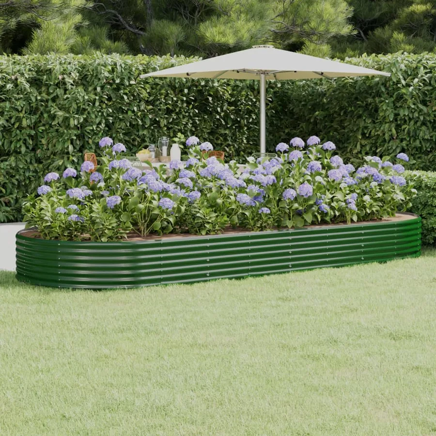 Lit surélevé de jardin Acier galvanisé 373x140x36cm Vert