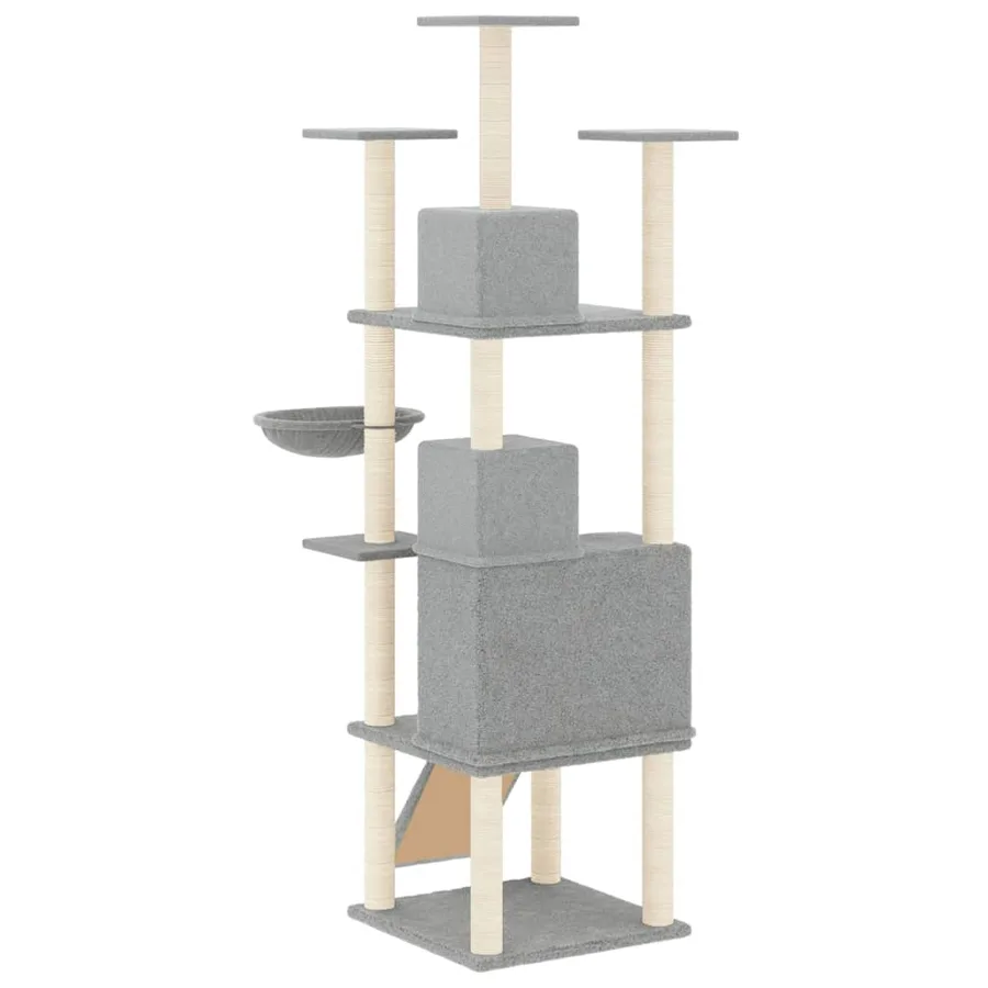 Arbre à chat avec griffoirs en sisal Gris clair 175 cm - 5