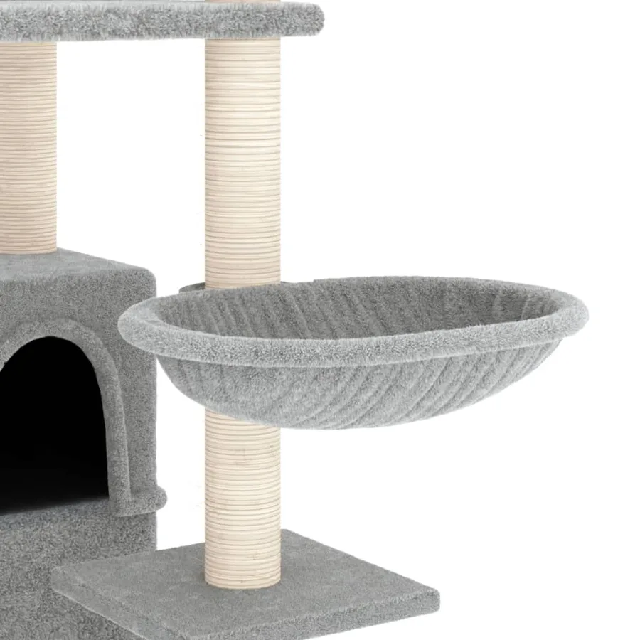 Arbre à chat avec griffoirs en sisal Gris clair 175 cm - 6