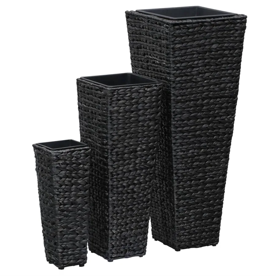 Lits surélevés 3 pcs Jacinthe d'eau Noir