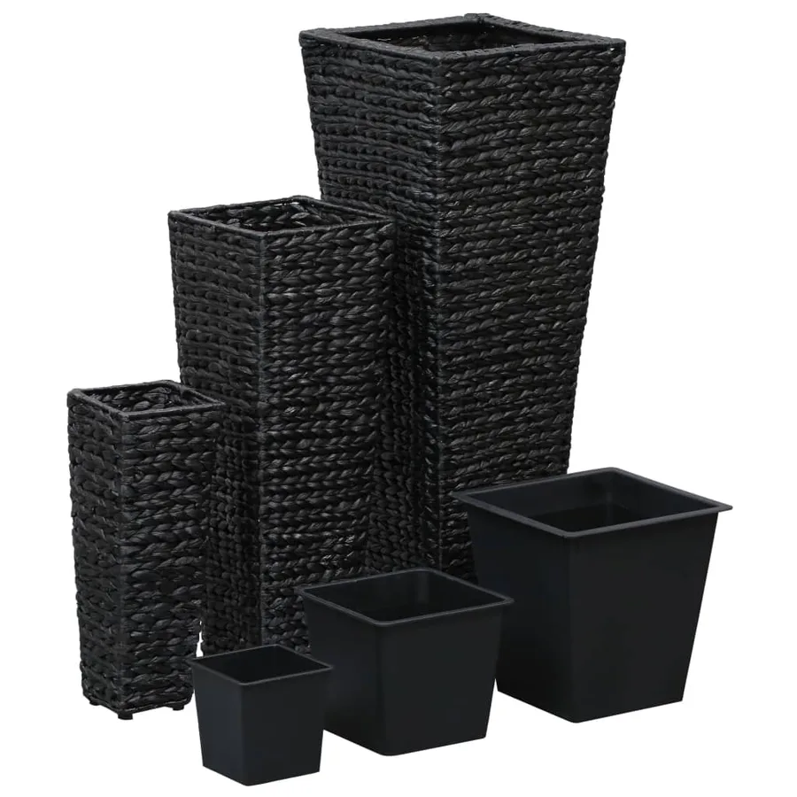 Lits surélevés 3 pcs Jacinthe d'eau Noir - 2