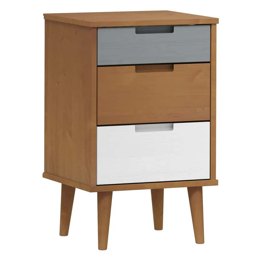 Table de chevet MOLDE Marron 40x35x65 cm Bois de pin solide - 2