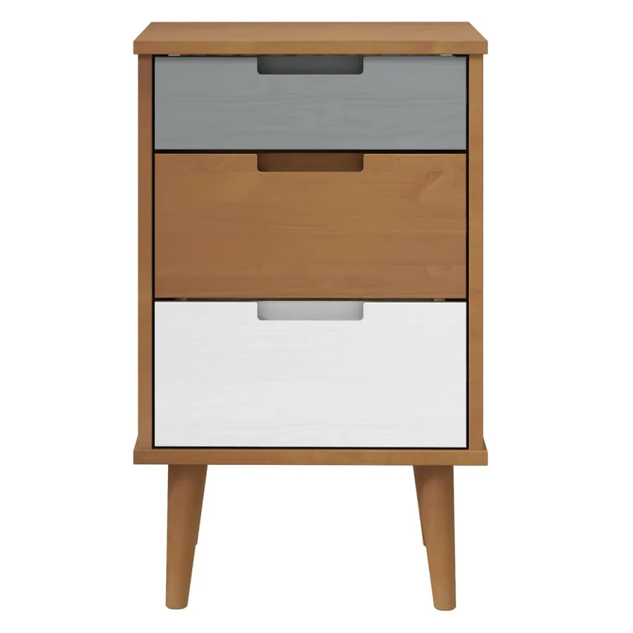 Table de chevet MOLDE Marron 40x35x65 cm Bois de pin solide - 4