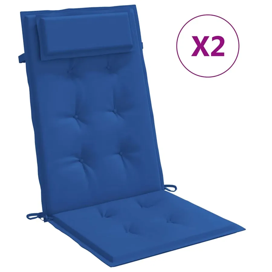 Coussins de chaise à dossier haut lot de 2 bleu royal - 2