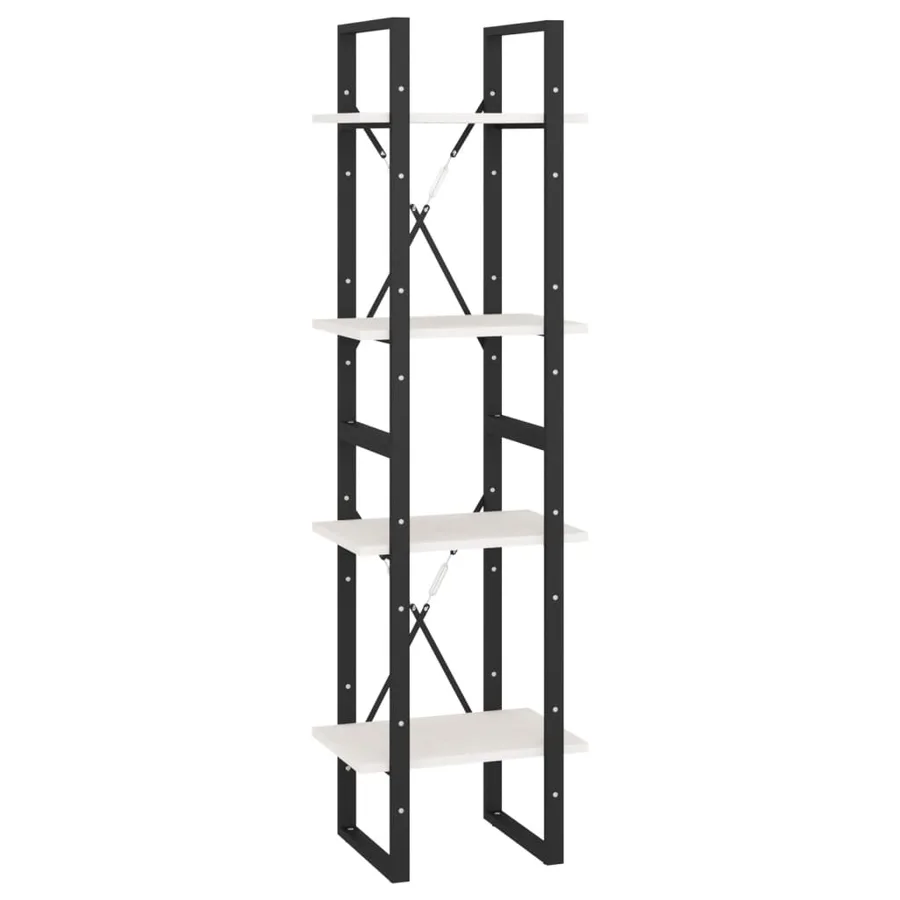 Bibliothèque à 4 niveaux blanc 40x30x140 cm bois de pin massif - 2