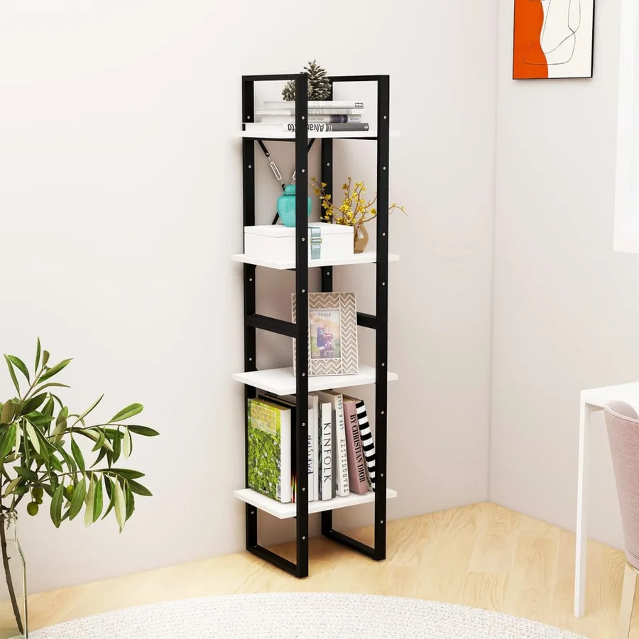 Bibliothèque à 4 niveaux blanc 40x30x140 cm bois de pin massif - 3