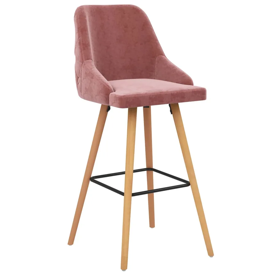 Tabourets de bar lot de 2 rose velours - 2