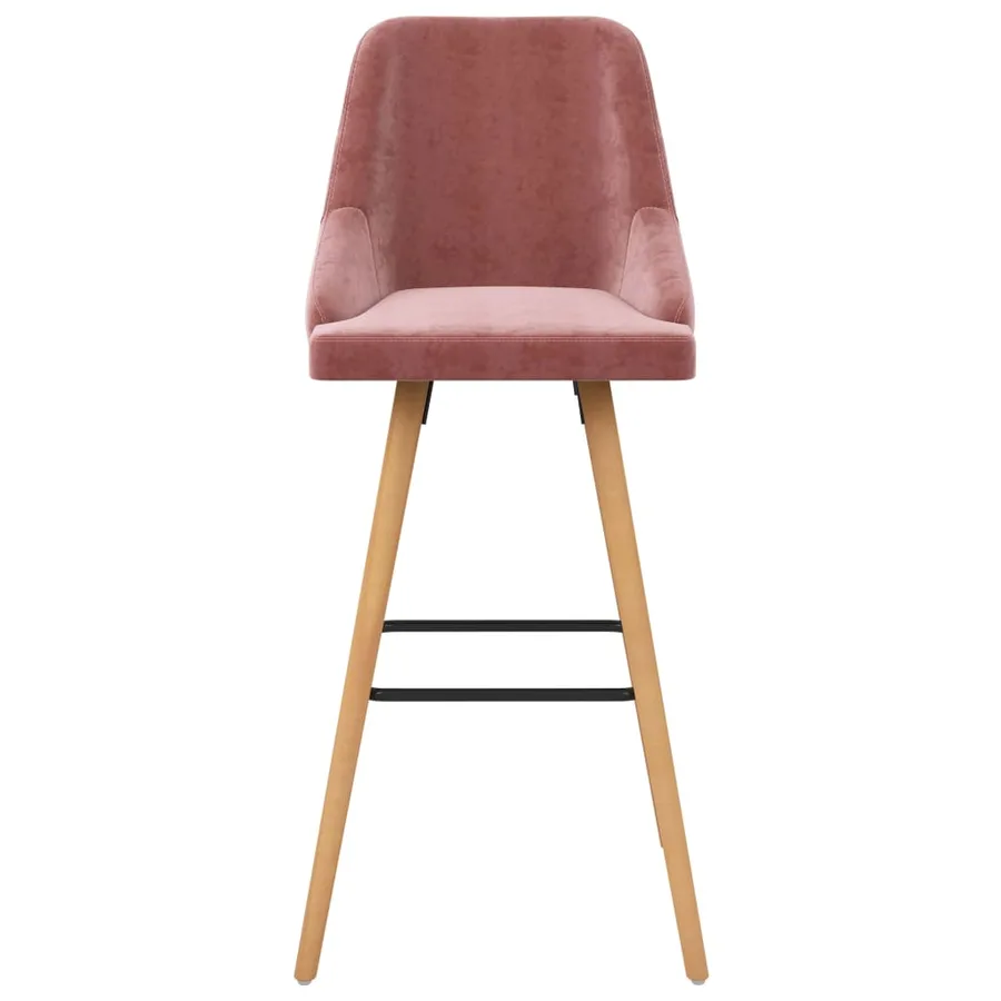 Tabourets de bar lot de 2 rose velours - 3