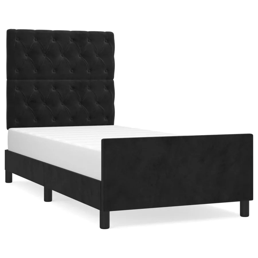 Cadre de lit sans matelas noir 80x200 cm velours - 2
