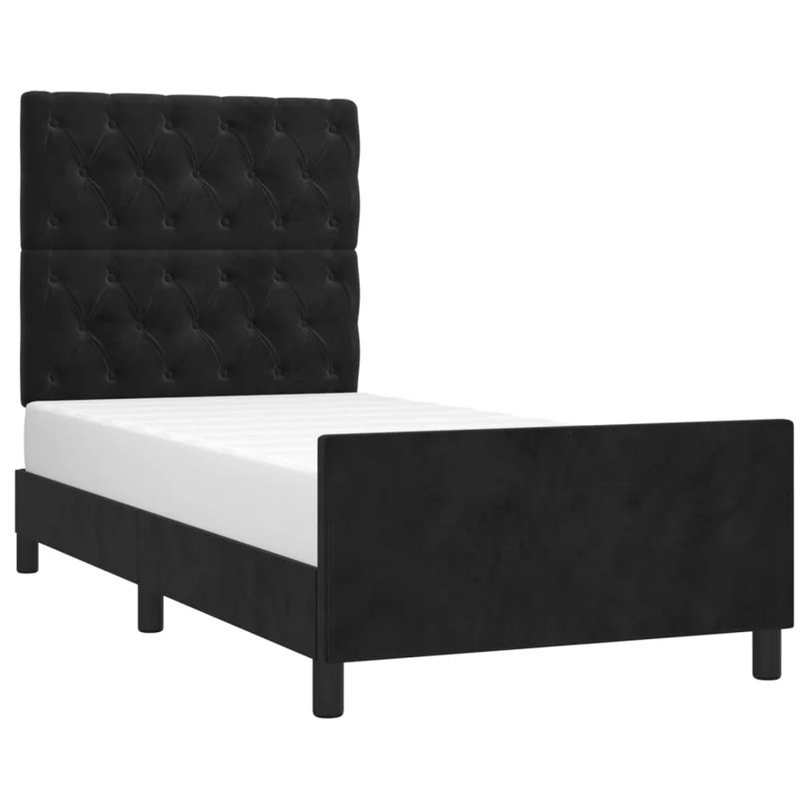 Cadre de lit sans matelas noir 80x200 cm velours - 3