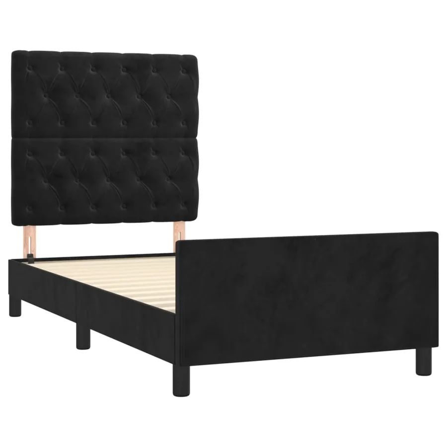 Cadre de lit sans matelas noir 80x200 cm velours - 4