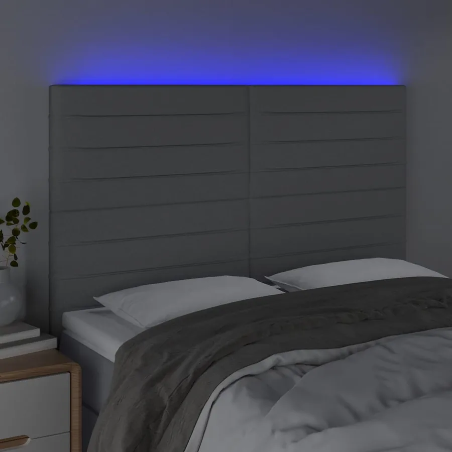 Tête de lit à LED Gris clair 144x5x118/128 cm Tissu - 3
