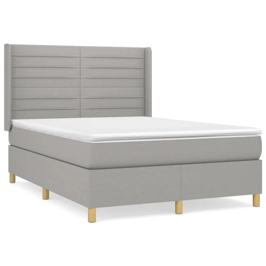 Sommier à lattes de lit avec matelas Gris clair 140x190cm Tissu - 2