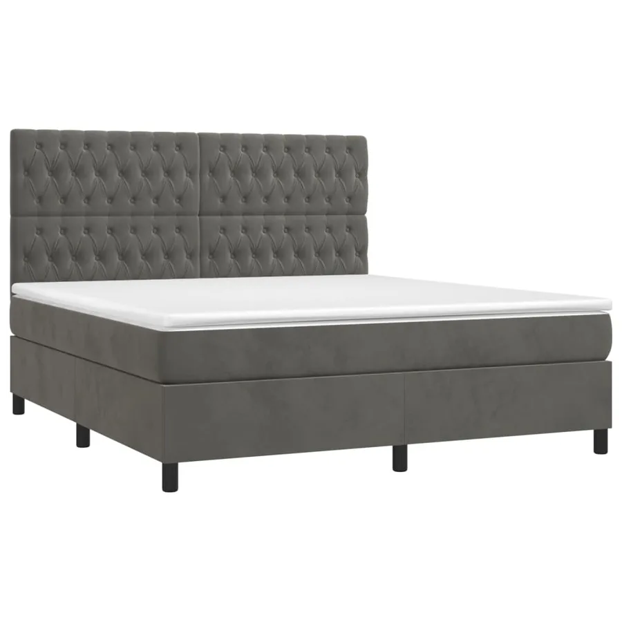 Sommier à lattes de lit matelas et LED Gris foncé 160x200 cm - 3