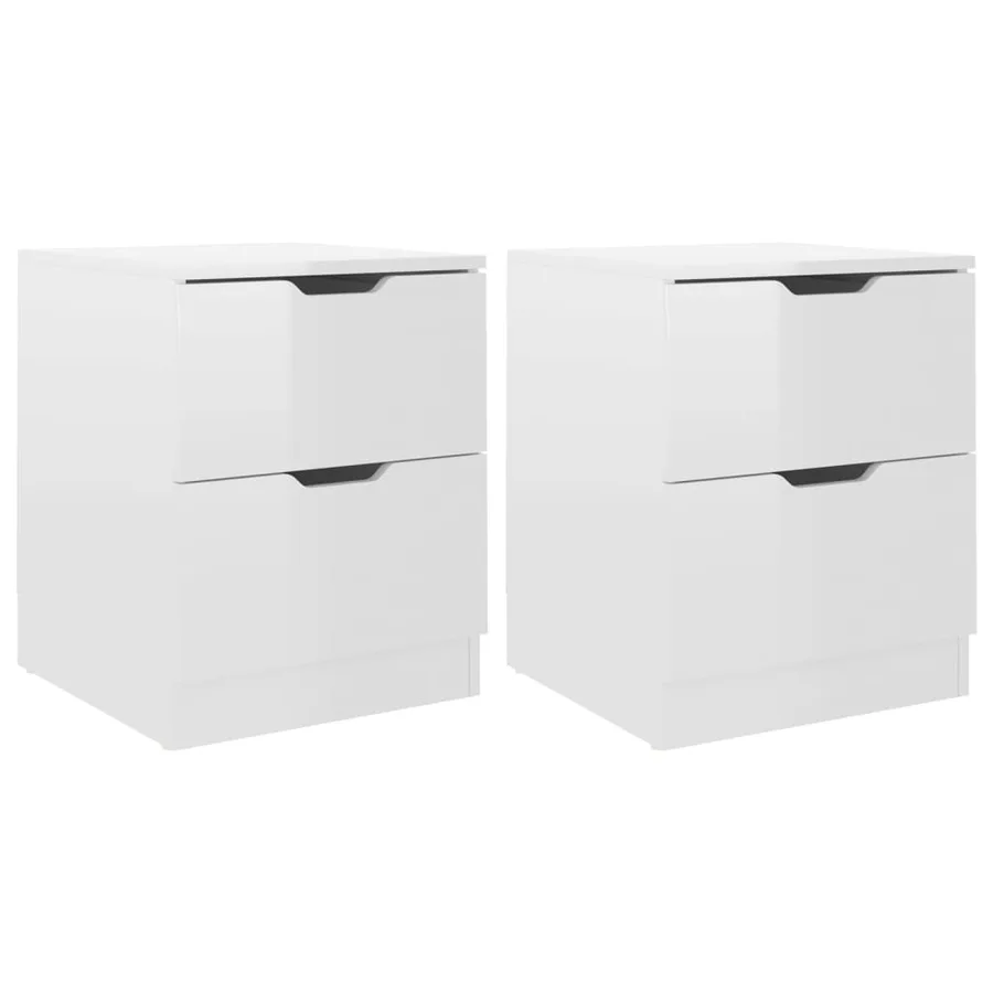 Tables de chevet 2pcs Blanc brillant 40x40x50cm bois ingénierie - 2