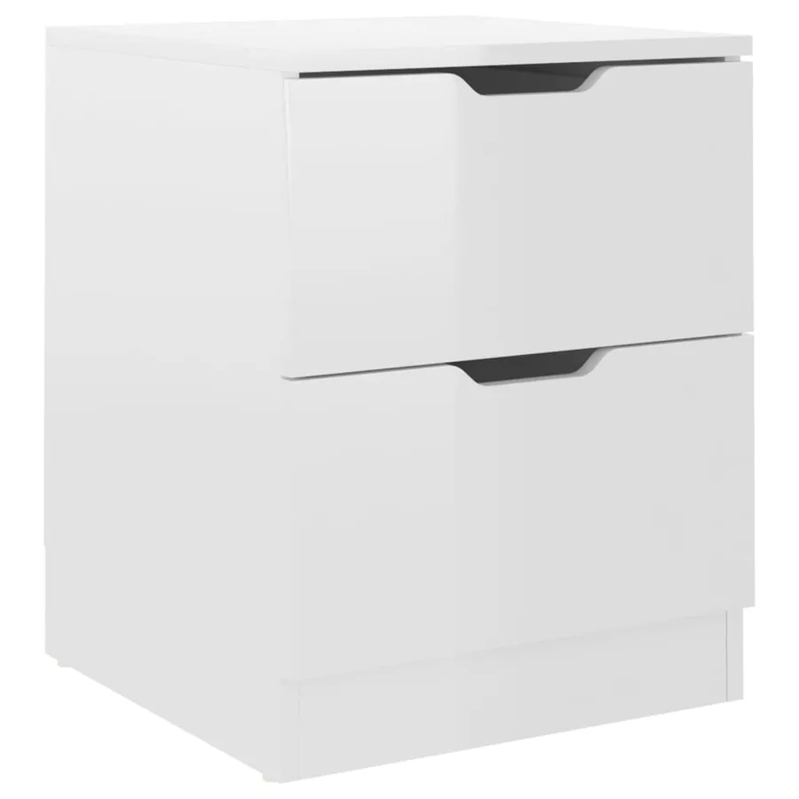 Tables de chevet 2pcs Blanc brillant 40x40x50cm bois ingénierie - 3