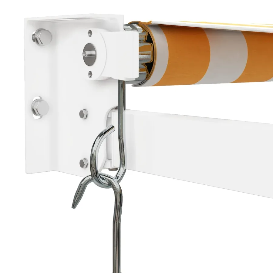 Auvent rétractable jaune et blanc 3x2,5 m tissu et aluminium - 7