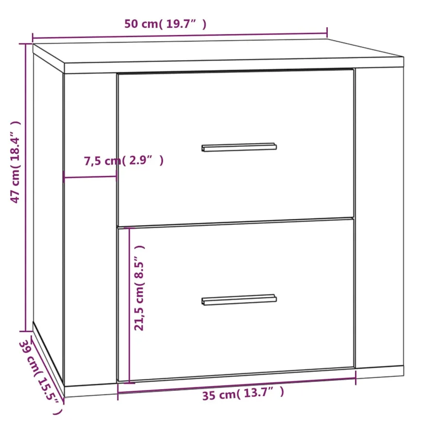 Table de chevet Blanc 50x39x47 cm - 10