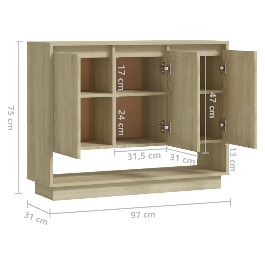 Buffet Chêne sonoma 97x31x75 cm Bois d'ingénierie - 8