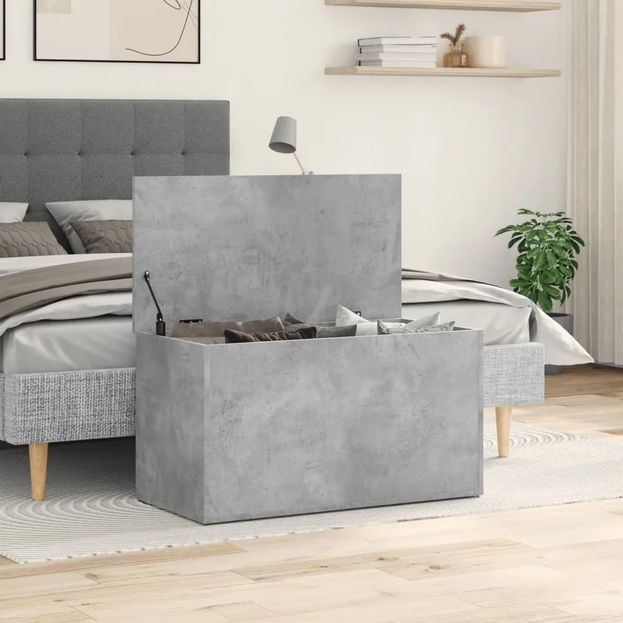 Coffre de rangement Gris béton 84x42x46 cm Bois d'ingénierie - 3
