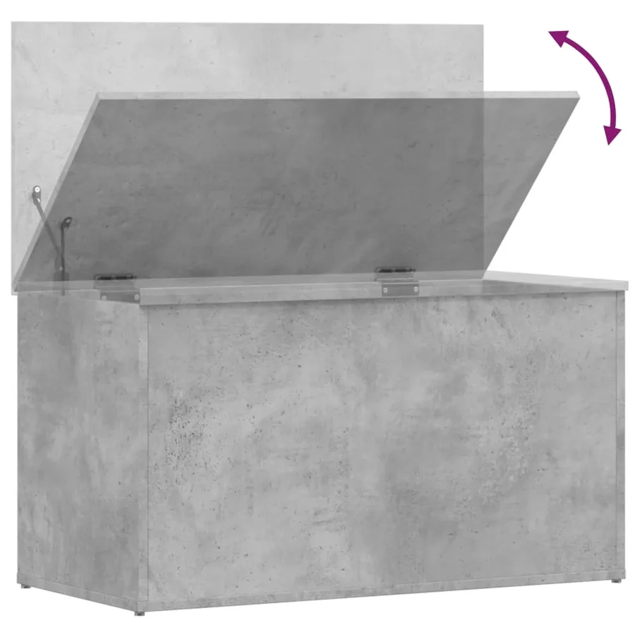 Coffre de rangement Gris béton 84x42x46 cm Bois d'ingénierie - 8