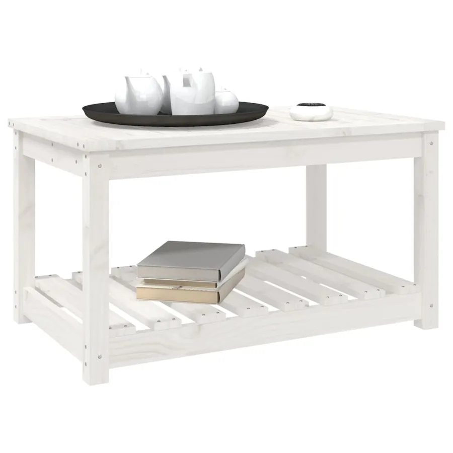 Table de jardin blanc 82,5x50,5x45 cm bois massif de pin - 4