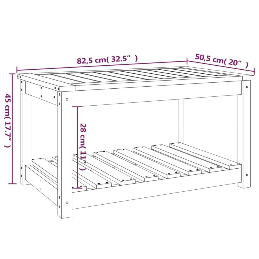 Table de jardin blanc 82,5x50,5x45 cm bois massif de pin - 8