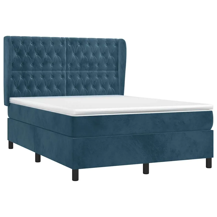 Sommier à lattes de lit et matelas Bleu foncé 140x190cm Velours - 3