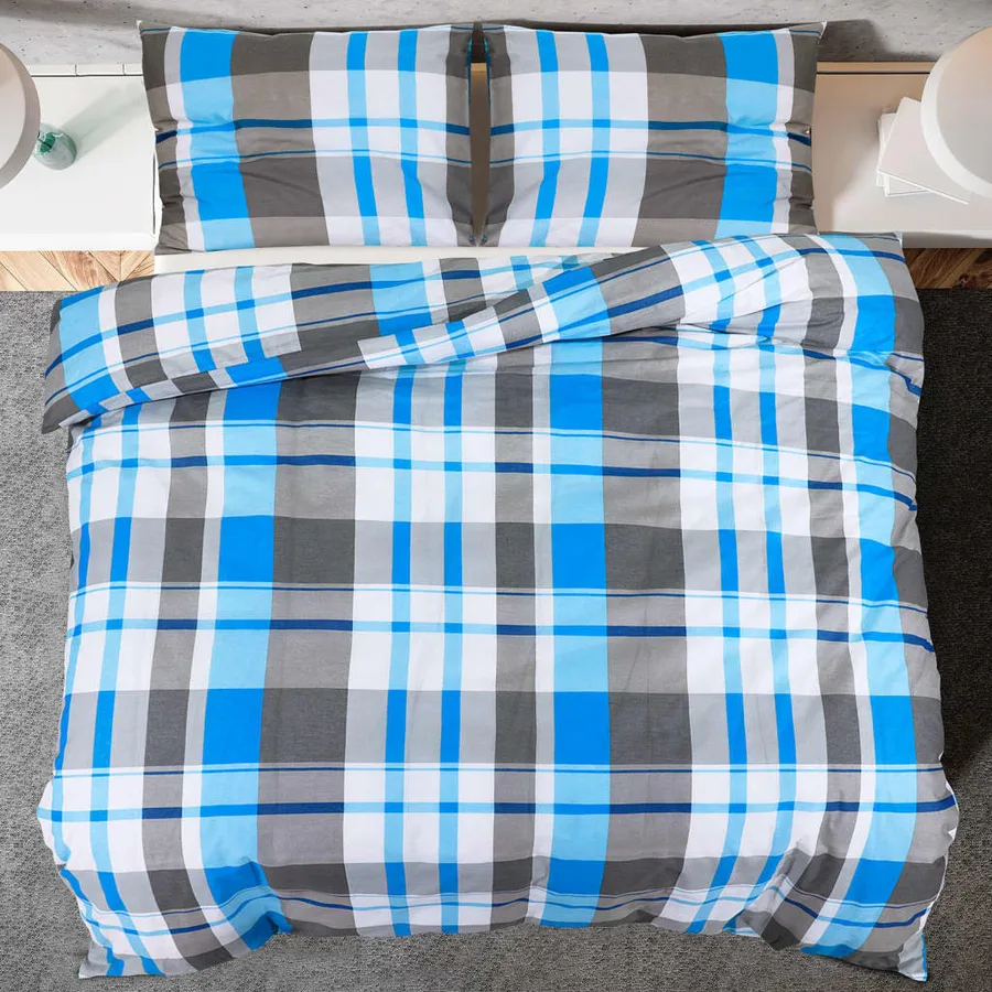 Ensemble de housse de couette Bleu et gris 200x200 cm Coton - 5