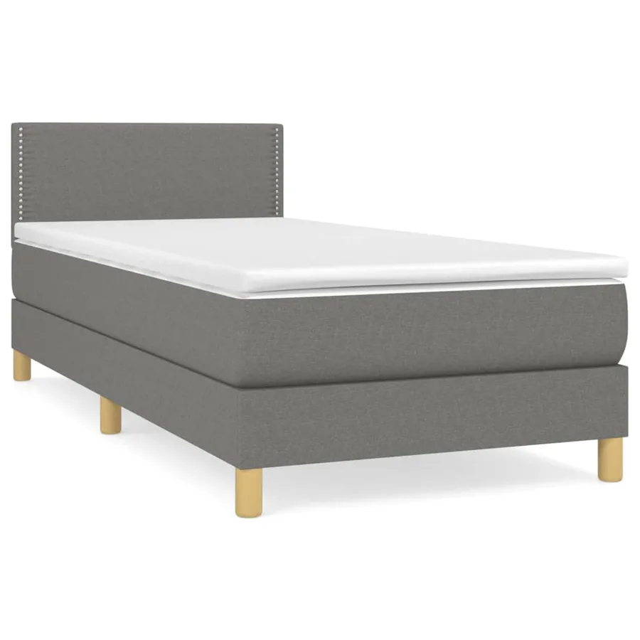 Sommier à lattes de lit avec matelas Gris foncé 90x200 cm Tissu - 2