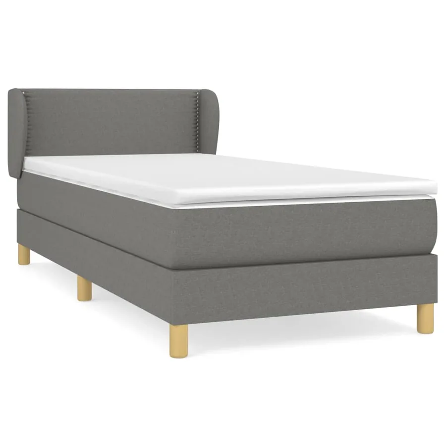 Sommier à lattes de lit avec matelas Gris foncé 90x200 cm Tissu - 2