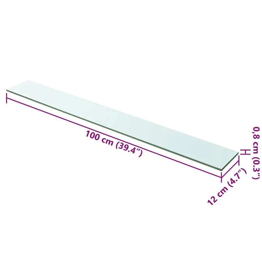 Panneau pour étagère Verre transparent 100 x 12 cm - 3