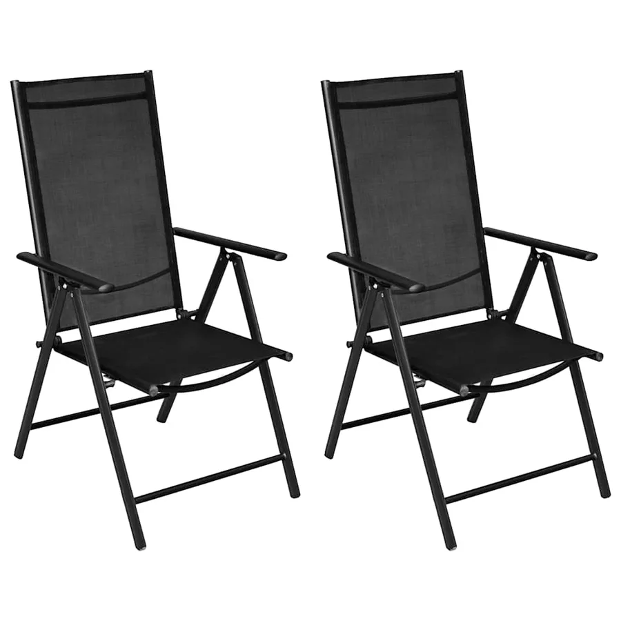 Mobilier de bistro 3 pcs Aluminium et textilène Noir - 2