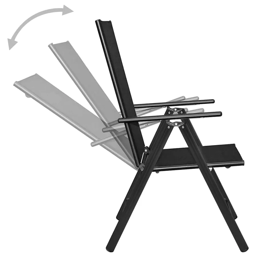 Mobilier de bistro 3 pcs Aluminium et textilène Noir - 5