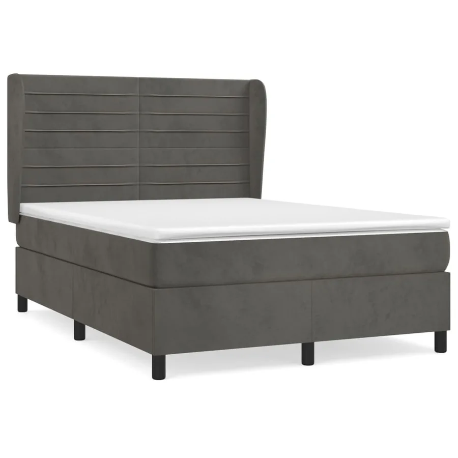 Sommier à lattes de lit et matelas Gris foncé 140x200cm Velours - 2