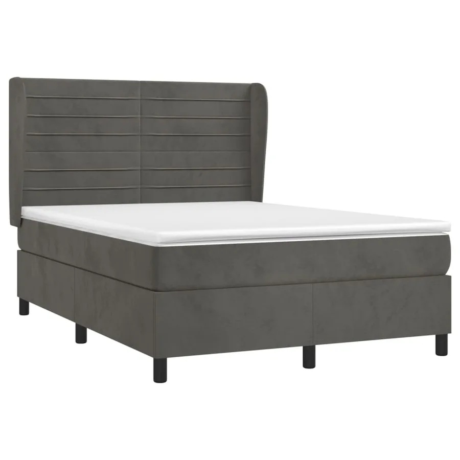 Sommier à lattes de lit et matelas Gris foncé 140x200cm Velours - 3