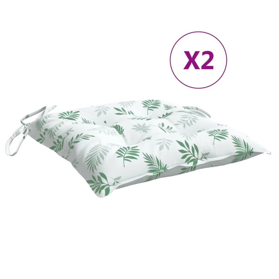 Coussins de chaise lot de 2 à motif de feuilles 40x40x7 cm - 2