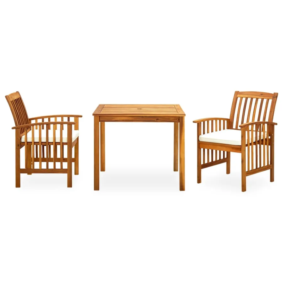 Ensemble à manger de jardin 3 pcs et coussins Acacia solide - 2