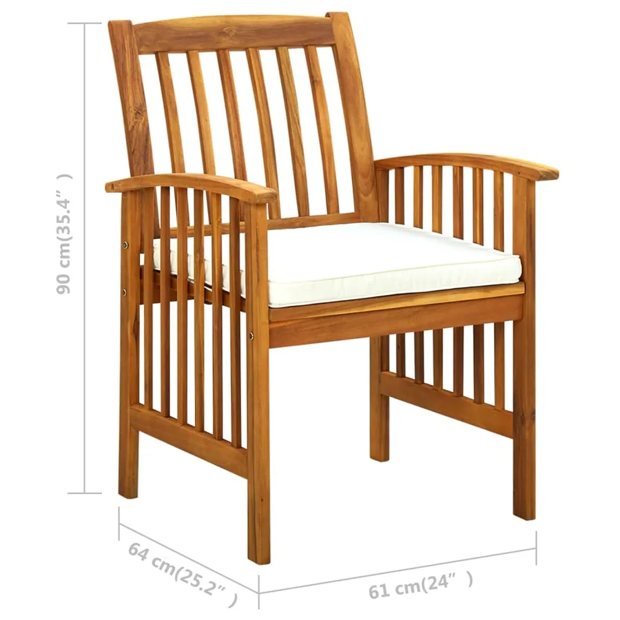 Ensemble à manger de jardin 3 pcs et coussins Acacia solide - 9