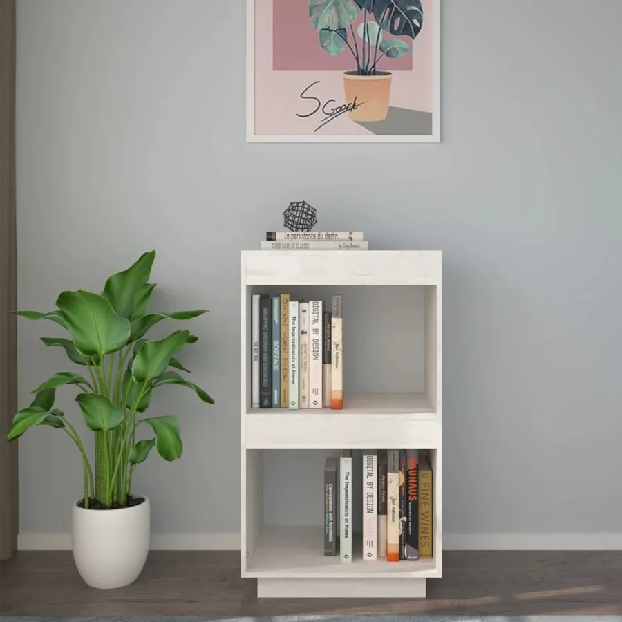 Bibliothèque Blanc 40x35x71 cm Bois de pin massif - 3