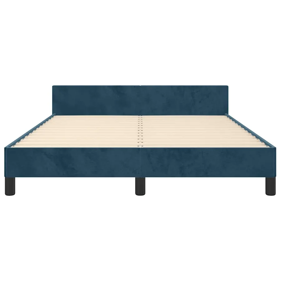 Cadre de lit sans matelas bleu foncé 140x190 cm velours - 6