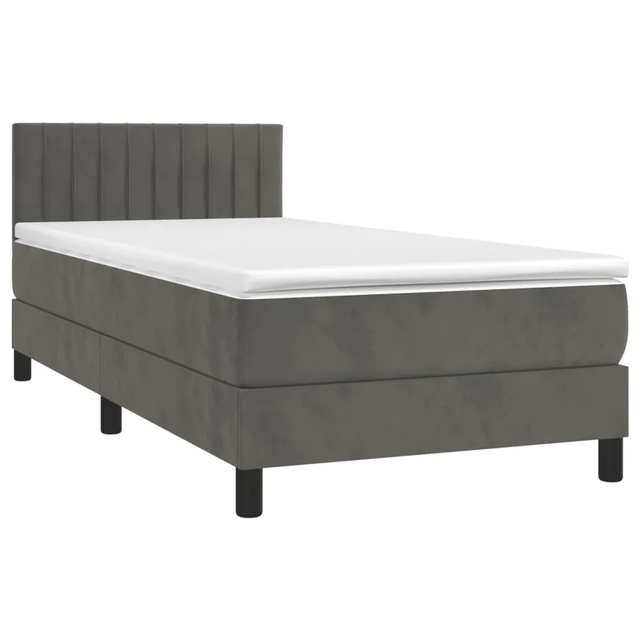Sommier à lattes de lit et matelas et LED Gris foncé 80x200cm - 3