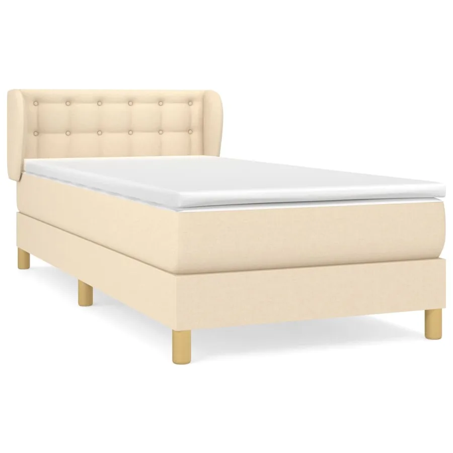 Sommier à lattes de lit avec matelas Crème 90x200 cm Tissu - 2
