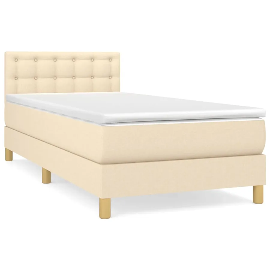 Sommier à lattes de lit avec matelas Crème 90x200 cm Tissu - 2