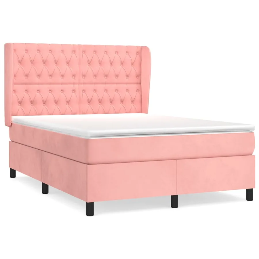 Sommier à lattes de lit avec matelas Rose 140x200 cm Velours - 2