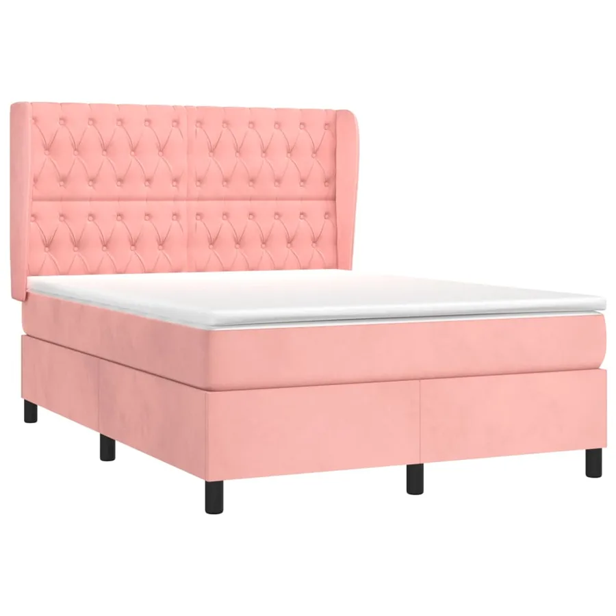 Sommier à lattes de lit avec matelas Rose 140x200 cm Velours - 3