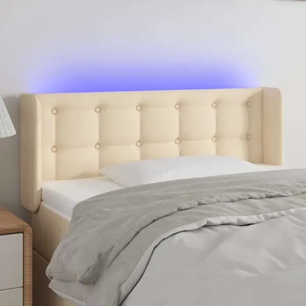 Tête de lit à LED Crème 93x16x78/88 cm Tissu