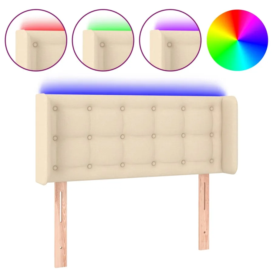 Tête de lit à LED Crème 93x16x78/88 cm Tissu - 2